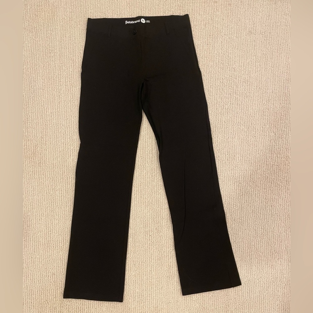 Betabrand black straight leg yoga dress pants - size Medium Petite